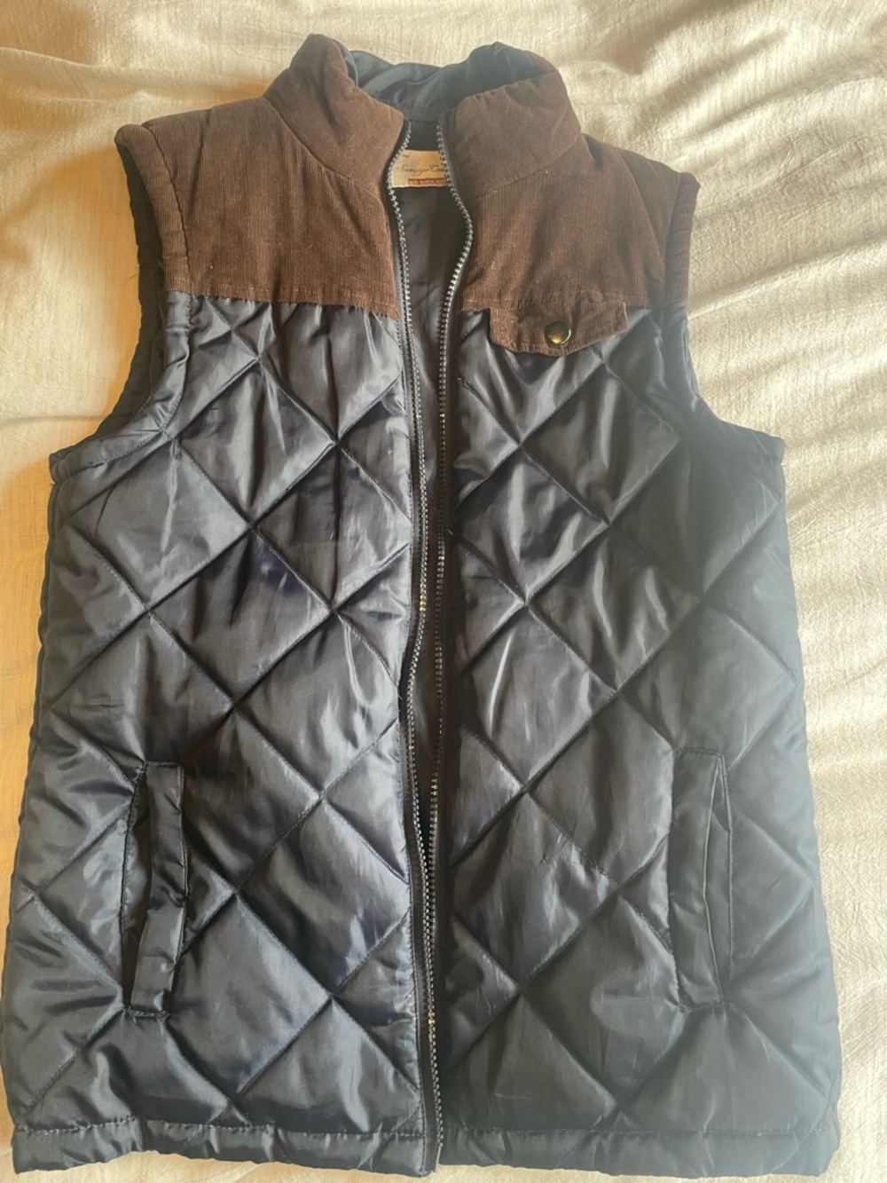 Sovereign Code Navy Quilted Jacket with Cream Label - Picture 4 of 6